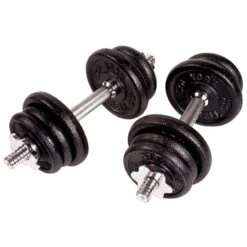 York Barbell Black Cast Iron Adjustable S/L Dumbbell Set