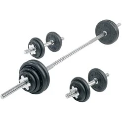 York Barbell Contour Cast Iron Spinlock Dumbbell / Barbell Set